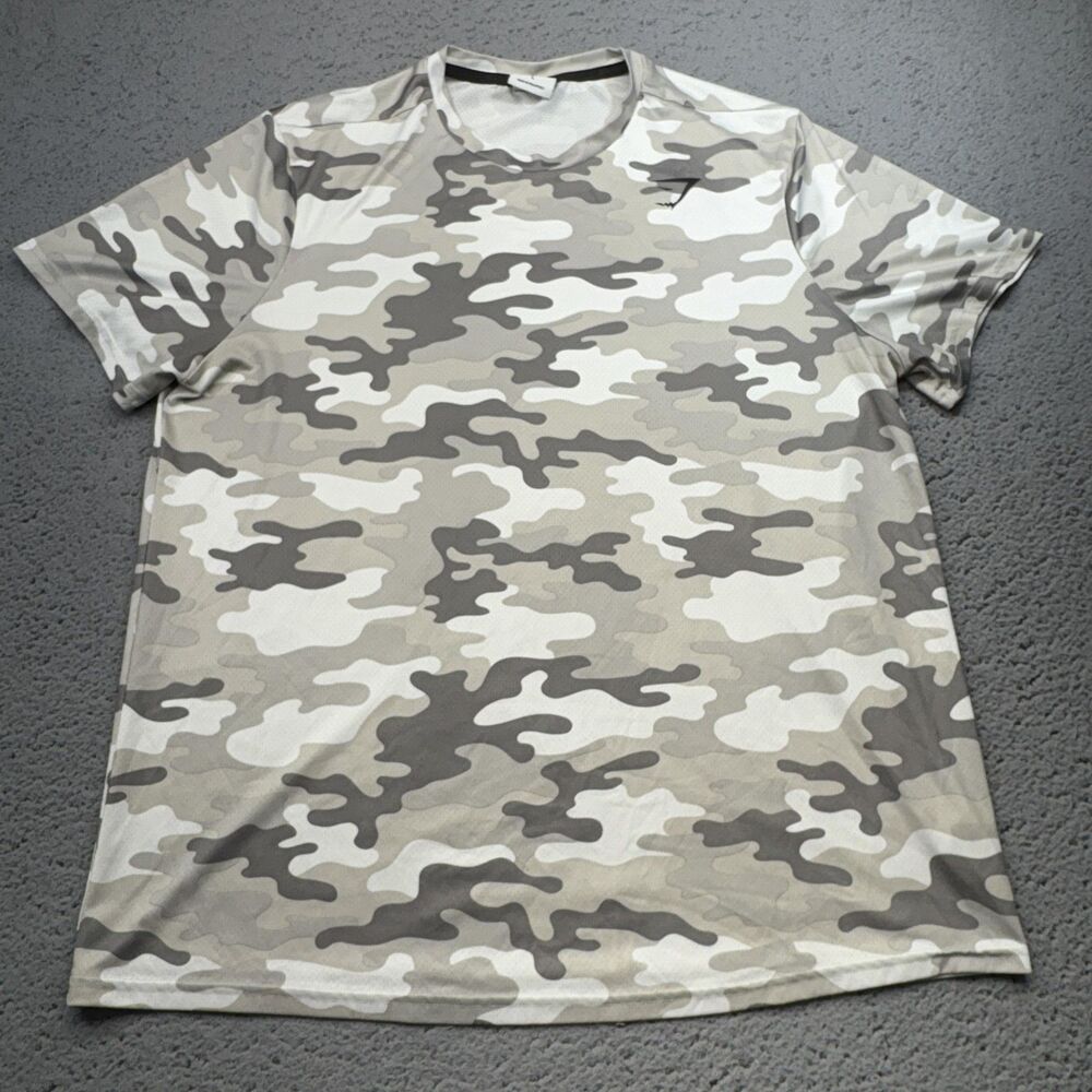 Gymshark Shirt Mens Large Gray Camo Performance Athletic Mesh Training A2A1J